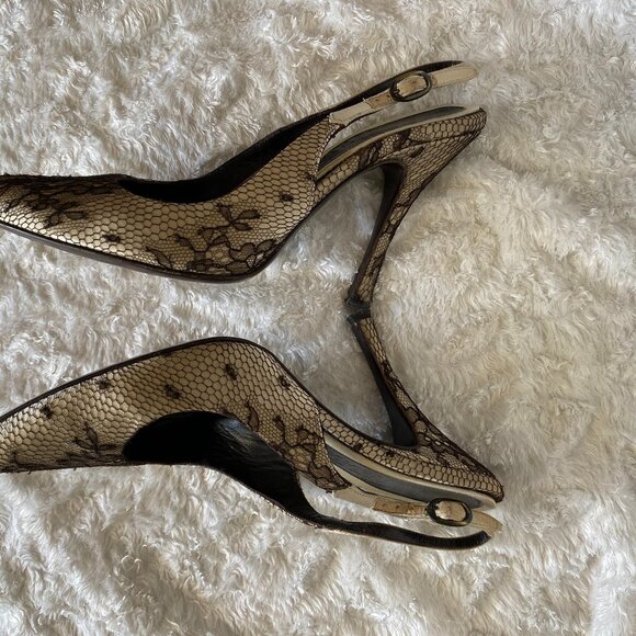 VINTAGE ALEXANDER MCQUEEN CLOTH HEELS 7 1/2 - Picture 1 of 5